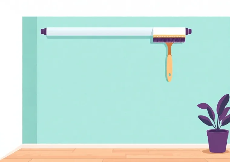 Pose de papier peint, rouleau et brosse à maroufler